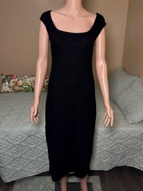 Universal Thread Goods Co. Black Rib Knit Square Neck Bodycon Midi Dress M